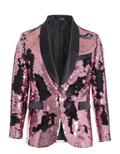 1 Button Reversible Sequin Blazer In Pink and Black 1 J8-4723  - from alligatorwarehouse.com
