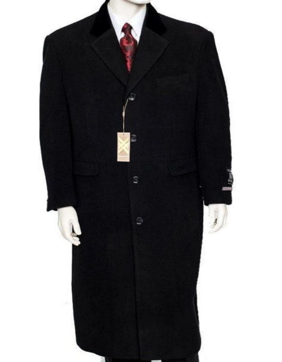 Black Cashmere Chesterfield Overcoat – 1920s Full Length Topcoat