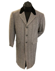 Herringbone Wool & Cashmere Chesterfield Overcoat – 1920s Full Length