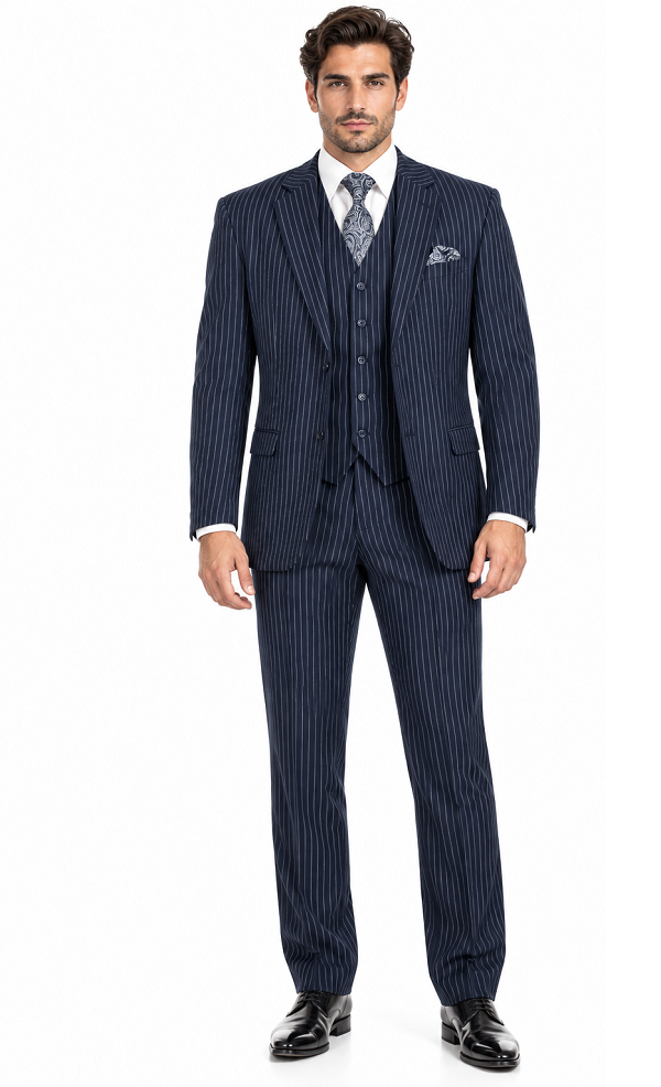 1920s Mens Suit - 1920s Mens Outfit - 1920s  costume  Bold Pinstripe  Navy