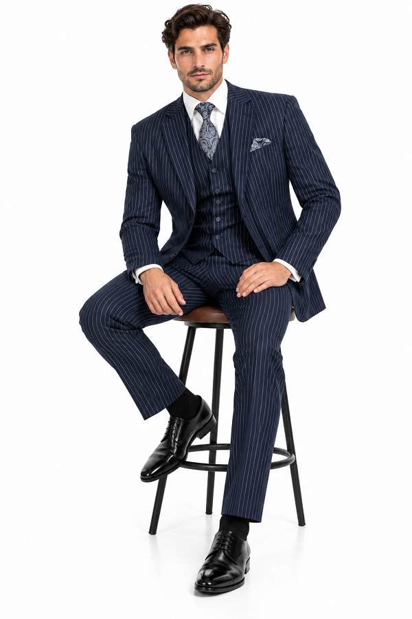 1920s Mens Suit - 1920s Mens Outfit - 1920s  costume  Bold Pinstripe  Navy