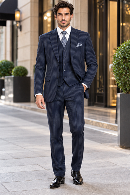 1920s Mens Suit - 1920s Mens Outfit - 1920s  costume  Bold Pinstripe  Navy