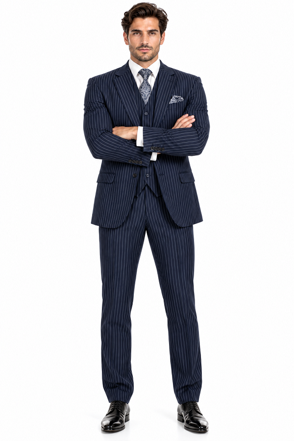 1920s Mens Suit - 1920s Mens Outfit - 1920s  costume  Bold Pinstripe  Navy