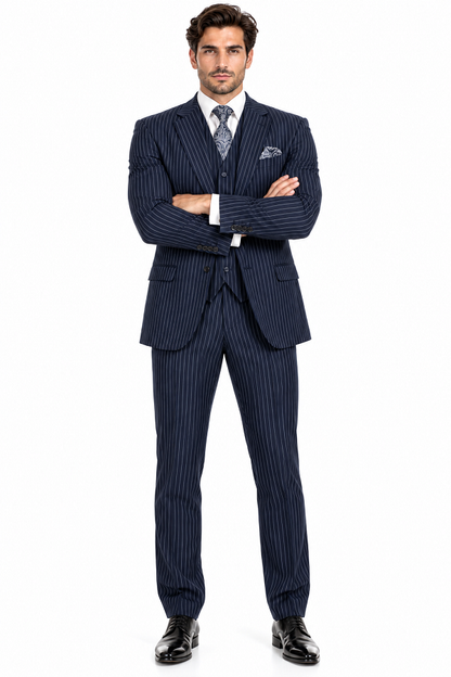 1920s Mens Suit - 1920s Mens Outfit - 1920s  costume  Bold Pinstripe  Navy