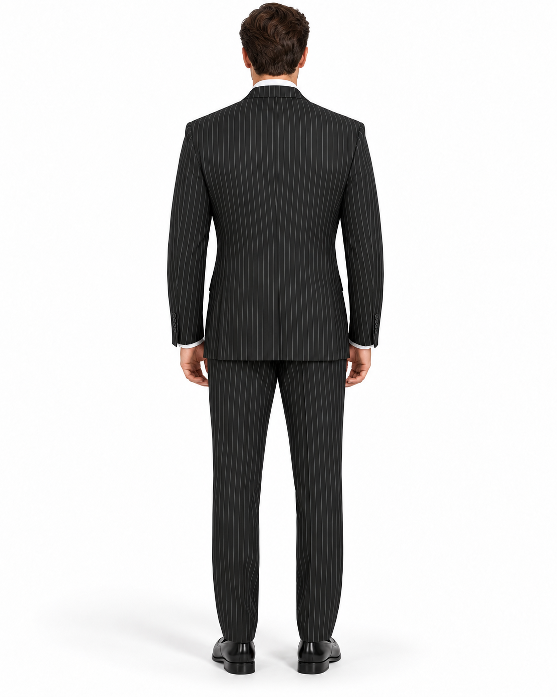 Pleated Suit - Mens Suits With Pleated Pant -  Regular Fit Suit - Bold Black Pinstripe Suit