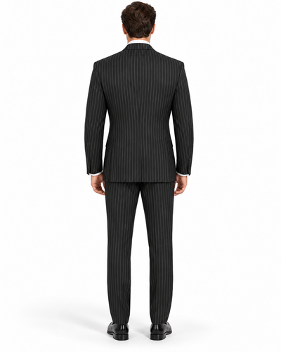Mens Double Breasted Gangster Pinstripe Suit in Black