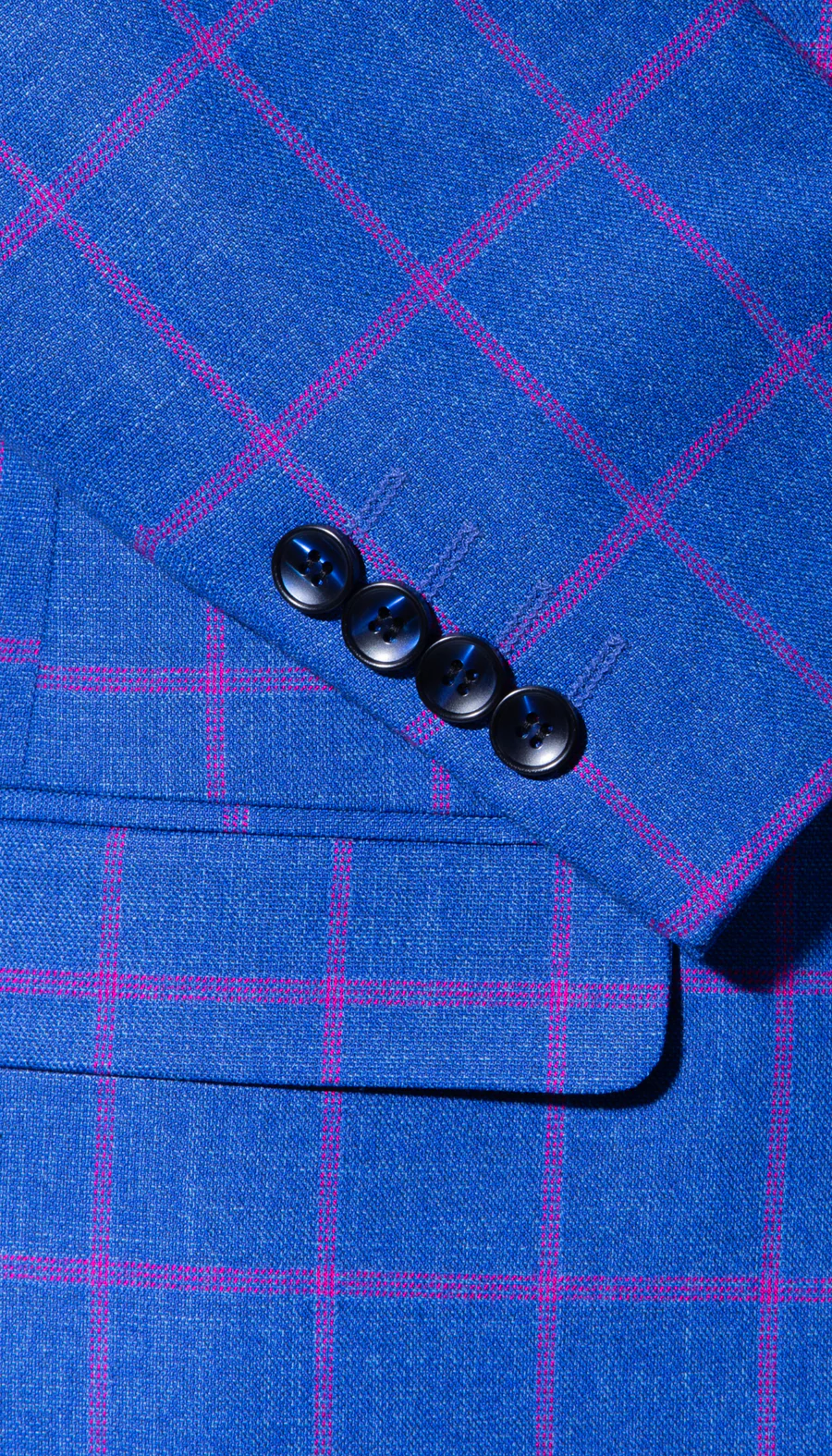 Mens Slim Fit Plaid Suit in Blue – Elegant 3 Piece Formal Set