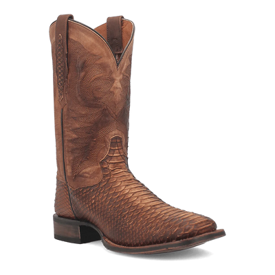 Dan Post Men's KA Python Print Leather Square Toe Boots - Brown 1 DP4526_7_D  - from alligatorwarehouse.com