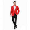 Big and Tall Mens Red Paisley Tuxedo Jacket – Satin Shawl Lapel Blazer with Bow Tie - Christmas Jacket 3   - from alligatorwarehouse.com