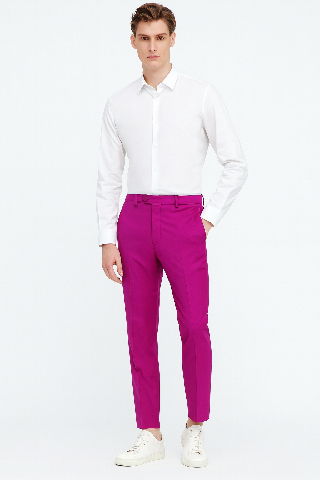 Men’s Fuchsia Dress Pants – Slim Fit Stylish Formal Trousers for Parties in Hot Pink Color 6   - from alligatorwarehouse.com