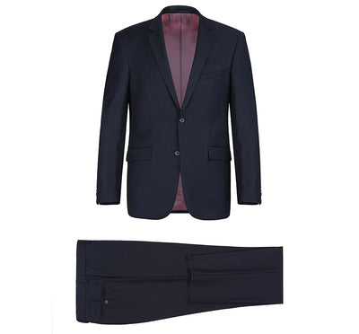 Bevagna Collection - Navy 100% Virgin Wool Regular Fit Pick Stitched 2 Piece Suit 7 SO6508-2-Classic  - from alligatorwarehouse.com