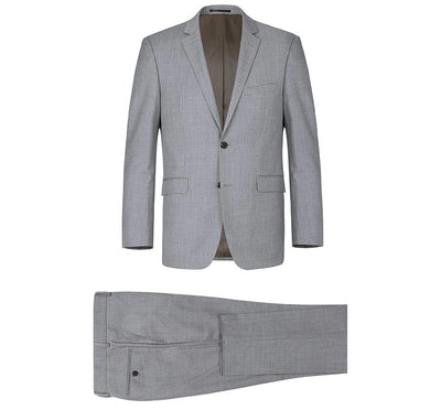 Bevagna Collection - Light Gray 100% Virgin Wool Regular Fit Pick Stitched 2 Piece Suit 8 SO6508-5-Classic  - from alligatorwarehouse.com