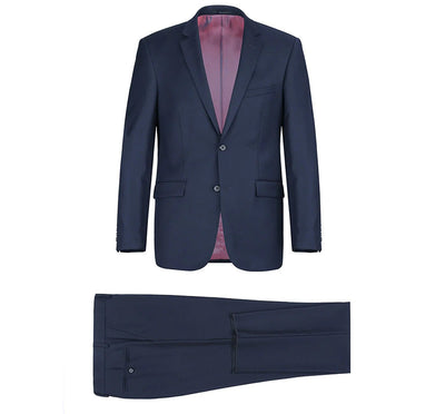 Bevagna Collection - Blue 100% Virgin Wool Regular Fit Pick Stitched 2 Piece Suit 7 SO6508-19-Classic  - from alligatorwarehouse.com