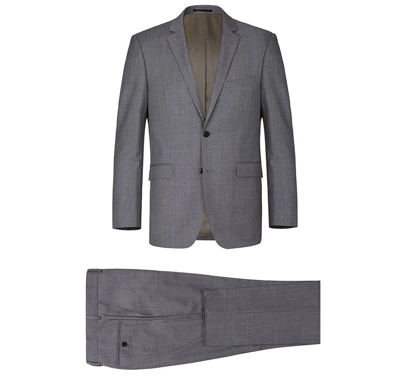 Bevagna Collection - Gray 100% Virgin Wool Regular Fit Pick Stitched 2 Piece Suit