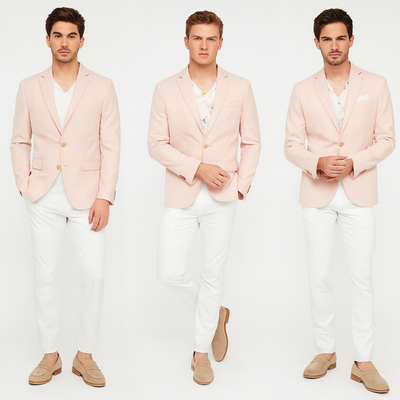 Men’s Blush Pink Slim Fit Blazer – Stylish Two-Button Sport Coat with Notch Lapel 6   - from alligatorwarehouse.com