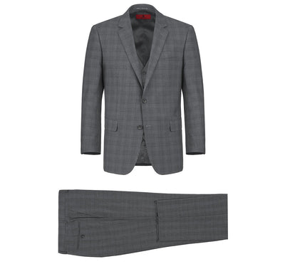 278-1 Men's 3-Piece Classic Fit Single Breasted Windowpane Suit 1 SO6278-1 classic suits_34S  - from alligatorwarehouse.com