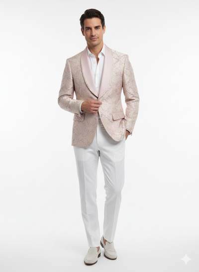 Men’s Lavender and Gold Tuxedo Embroidered Lilac Mauve Blazer – Designer Floral Pattern Wedding & Party Jacket 1   - from alligatorwarehouse.com