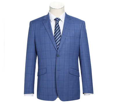 293-10 Men's 2-Piece Slim Fit Windowpane Check Dress Stretch Suit 1 SO6293-10 slim suits_38L  - from alligatorwarehouse.com