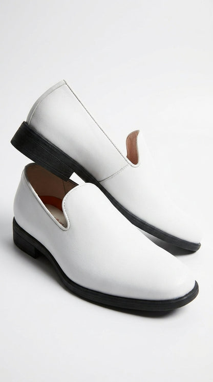 Men’s White Plain Toe Slip On Loafer Dress Shoes – Classic Formal Lightweight Shoes for Wedding, Party and Business Wear