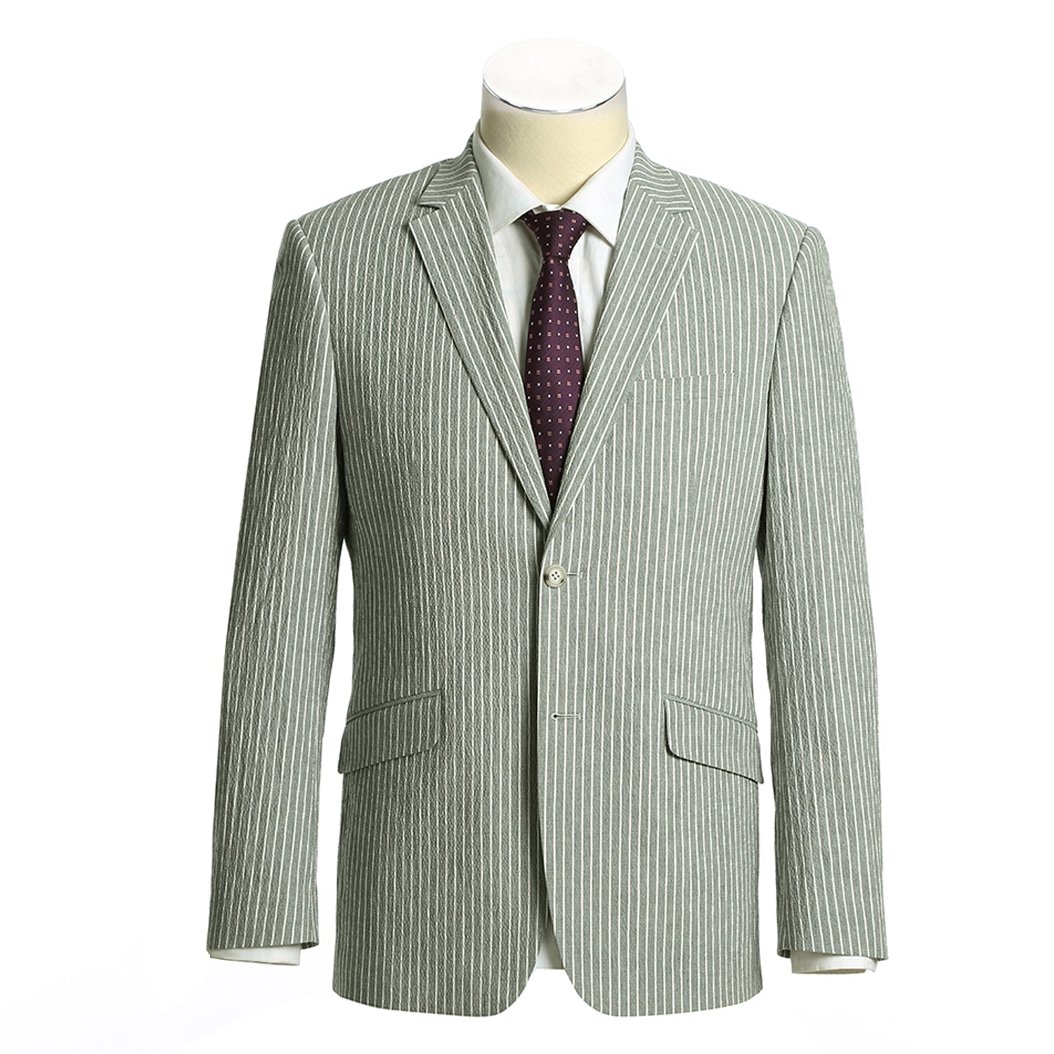 611-1 Men's Slim Fit Notch Lapels Gray Stripe Cotton Suits 1 SO6611-1 slim suits_38L  - from alligatorwarehouse.com