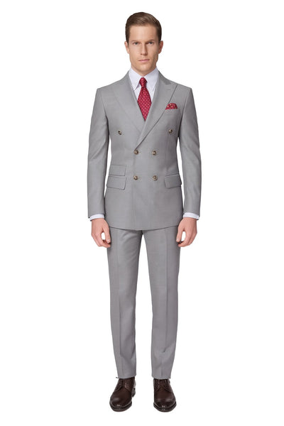 Mens Light Grey Double-Breasted Suit – Classic Slim Fit Business and Wedding Formal Attire 1   - from alligatorwarehouse.com