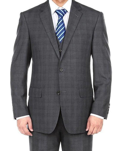 San Gemini Collection - 3 Piece Suit 2 Buttons Gray Glen Plaid Regular Fit 1 SO6278-1-Classic  - from alligatorwarehouse.com
