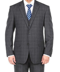 San Gemini Collection - 3 Piece Suit 2 Buttons Gray Glen Plaid Regular Fit