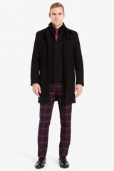 Mens Black Wool Overcoat – Classic Single-Breasted Winter Coat for Business and Formal Wear