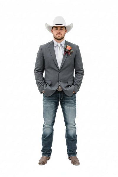 Mens Western Style Blazer – Classic Gray Cowboy Suit Jacket for Weddings, Country Events and Formal Wear in Grey Color 1   - from alligatorwarehouse.com