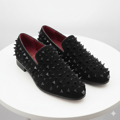 Men’s Black Studded Loafers – Sparko 09 Luxury Slip-On Dress Shoes with Spikes for Party, Prom, and Formal Events 2   - from alligatorwarehouse.com