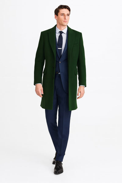 Mens Dark Green Wool Overcoat – Classic Long Coat for Formal and Casual Style 1   - from alligatorwarehouse.com
