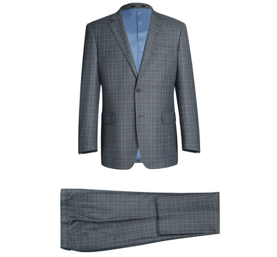 293-5 Men's Two Piece Classic Fit Windowpane Check Dress Suit 1 SO6293-5 classic suits_36S  - from alligatorwarehouse.com