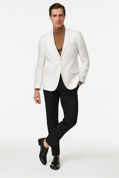 Men’s White Linen Blazer – Classic Two-Button Lightweight Sport Coat 2   - from alligatorwarehouse.com
