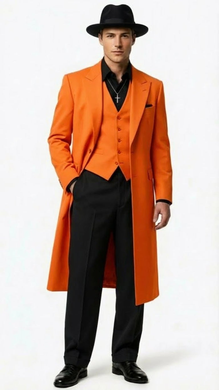 Men’s halloween Costume Orange Long Zoot Suit Set