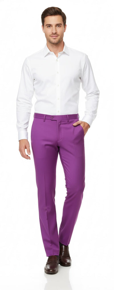 Mens Slim Fit Light Purple Dress Pants – Modern Formal Trousers for Business, Weddings and Parties 1   - from alligatorwarehouse.com