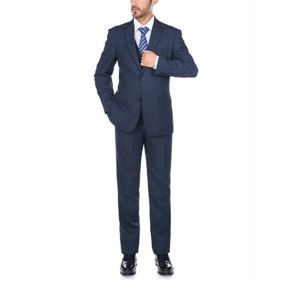San Gemini Collection - 3 Piece Suit 2 Buttons Blue Glen Plaid Regular Fit 3 SO6278-2-Classic  - from alligatorwarehouse.com