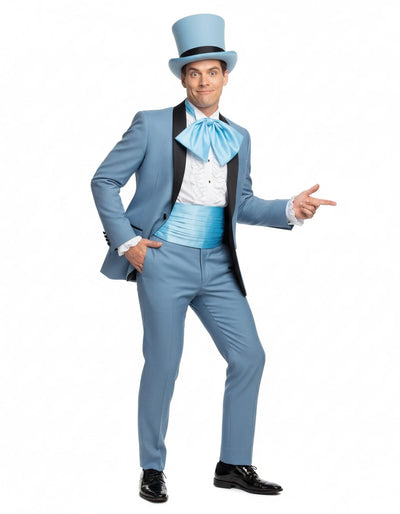 Dumb and Dumber Light Blue Tuxedo Costume for Men with Matching Top Hat – Classic 90s Party and Halloween Suit 1   - from alligatorwarehouse.com