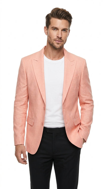 Men’s Peach Blazer – Modern Fit Wedding, Summer, Business Casual & Smart Casual Sport Coat
