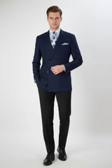 Men’s Navy Blue Double-Breasted Blazer - Suit Jacket – Premium Tailored Fit Formal Wedding and Business Sport Coat
