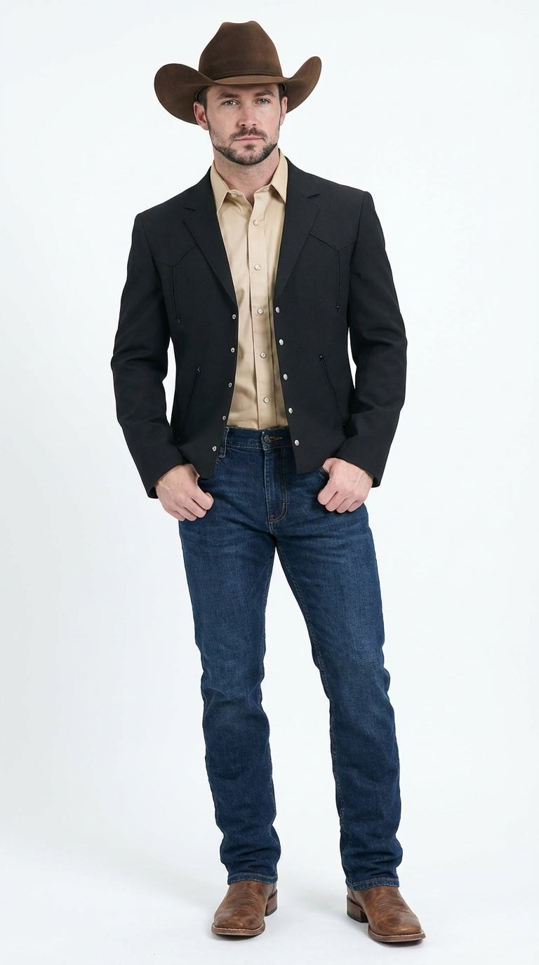 Mens Black Western Blazer Set – Cowboy Style Formal Jacket and Pants ...