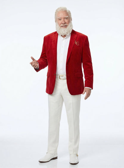 Men’s Red Velvet Blazer Santa Clauses Tim Allen Inspired Jacket – Festive Christmas Party Blazer, Holiday Costume Jacket Christmas New Year