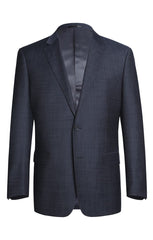 Wool Blend Regular Fit Suit 2 Piece Suit 2 Button in Navy