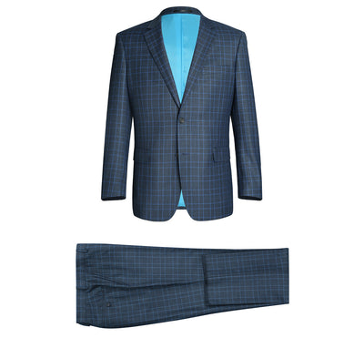 293-6 Men's Two Piece Classic Fit Windowpane Check Dress Suit 1 SO6293-6 classic suits_36S  - from alligatorwarehouse.com