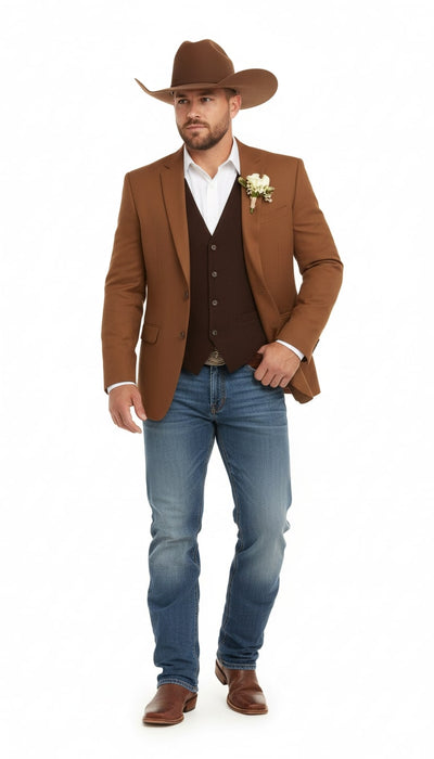 Mens Rust Copper Brown Western Blazer – Cowboy Style Classic Tailored Jacket for Weddings, Rodeos and Country Events 1   - from alligatorwarehouse.com