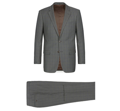292-2 Men's Two Piece Classic Fit Windowpane Check Dress Suit 1 SO6292-2 classic suits_34S  - from alligatorwarehouse.com