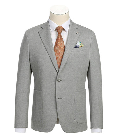 Half Canvas Slim Fit Blazer in Gray
