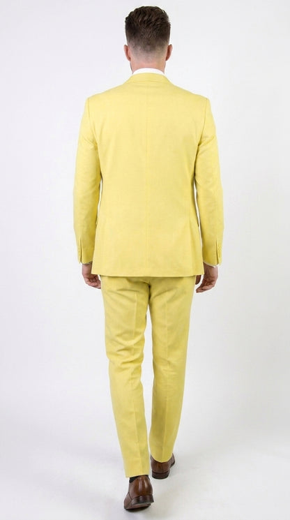 Men’s Neon Yellow Wool Suit – Bright Yellow 3-Piece Wedding, Prom & Formal Suit with Vest By Statement