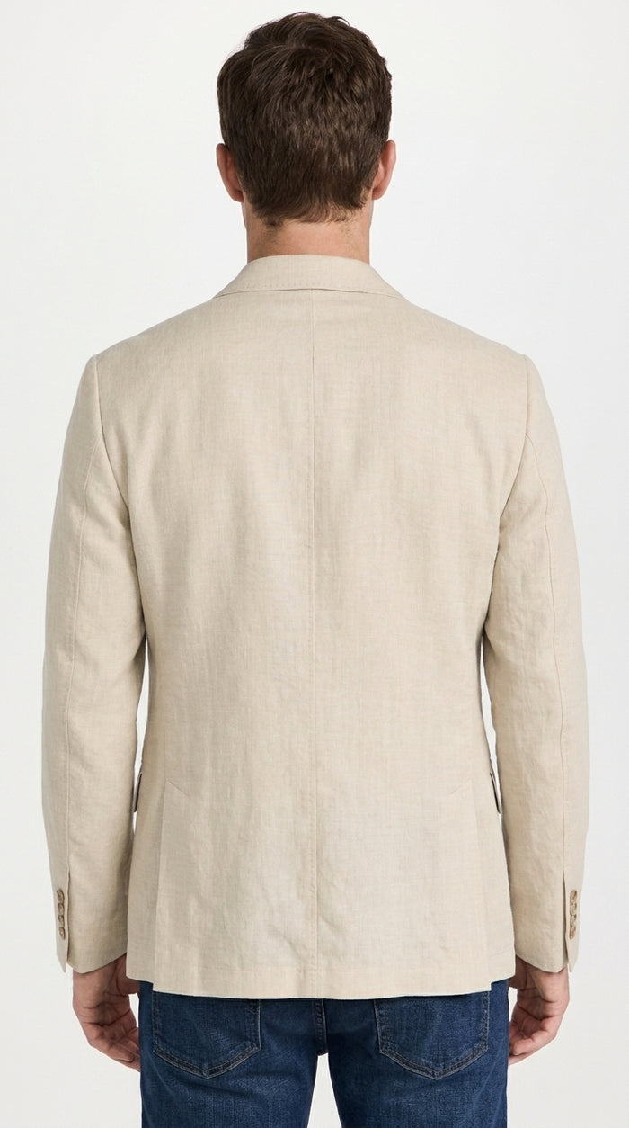Men’s Khaki Linen Sport Coat – Lightweight Beige Blazer for Summer Weddings & Smart Casual Wear