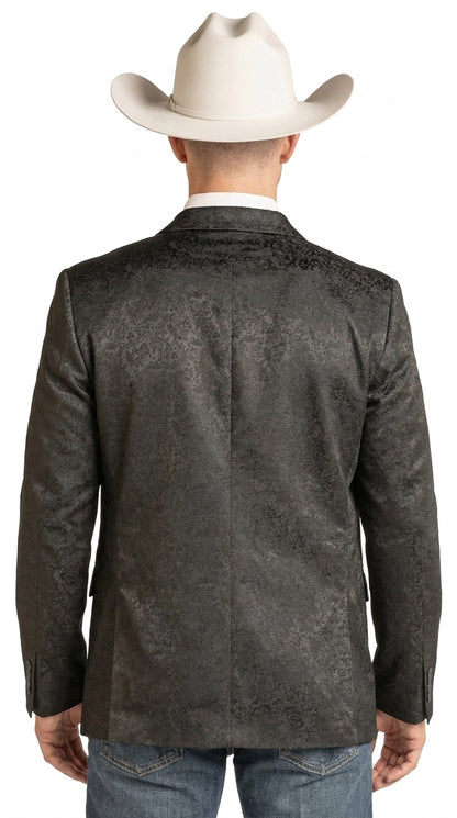 Men’s Black Western Paisley Blazer – Cowboy Jacquard Sport Coat