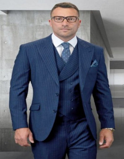 Mens Gangster Pinstripe 2 Button Double Breasted Vest Suit in Black 2 ZARELLI_BLACK_42S  - from alligatorwarehouse.com